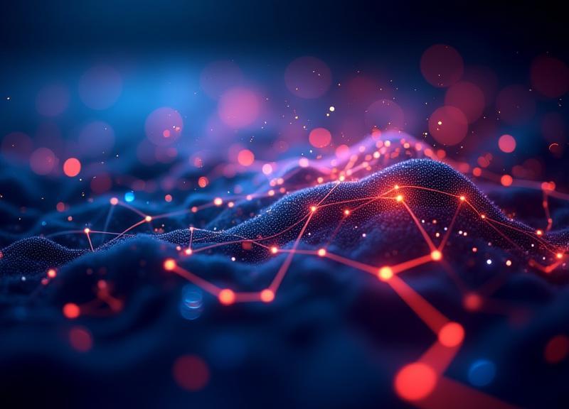 Abstract visualization of AI technology and network connections